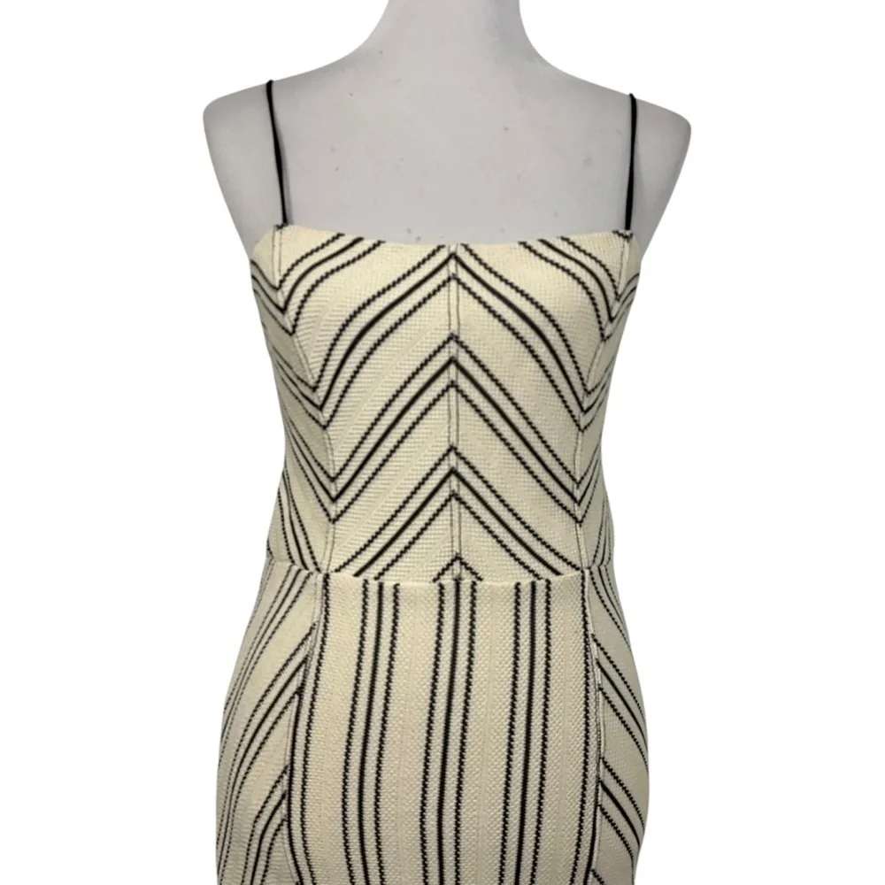 Free People Women Chevron Backless Strappy Knit Midi Dress Sz Medium Cream Black